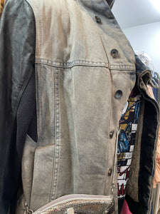 Rick Owens mix media denim and leather jacket