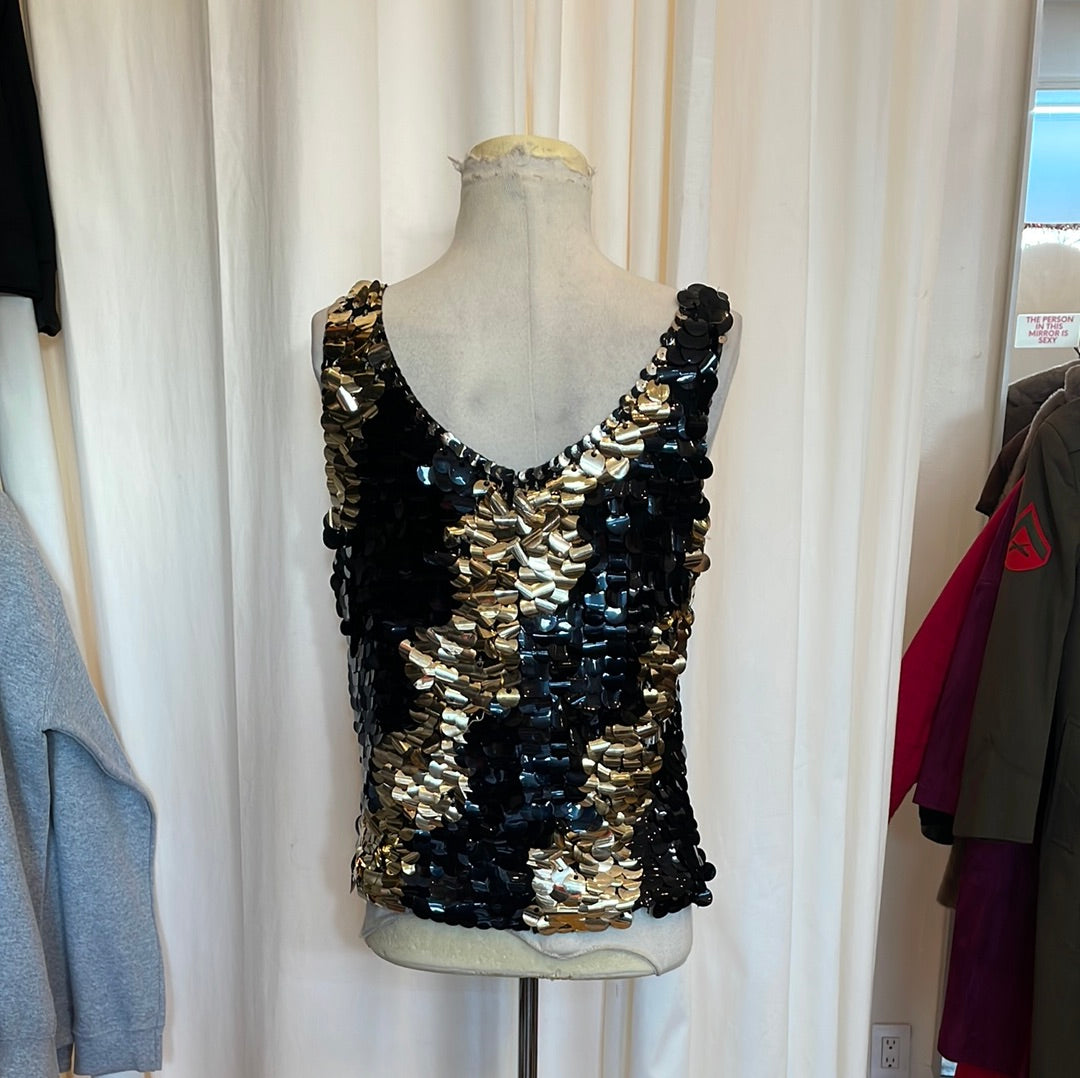 Gold sequin tank top