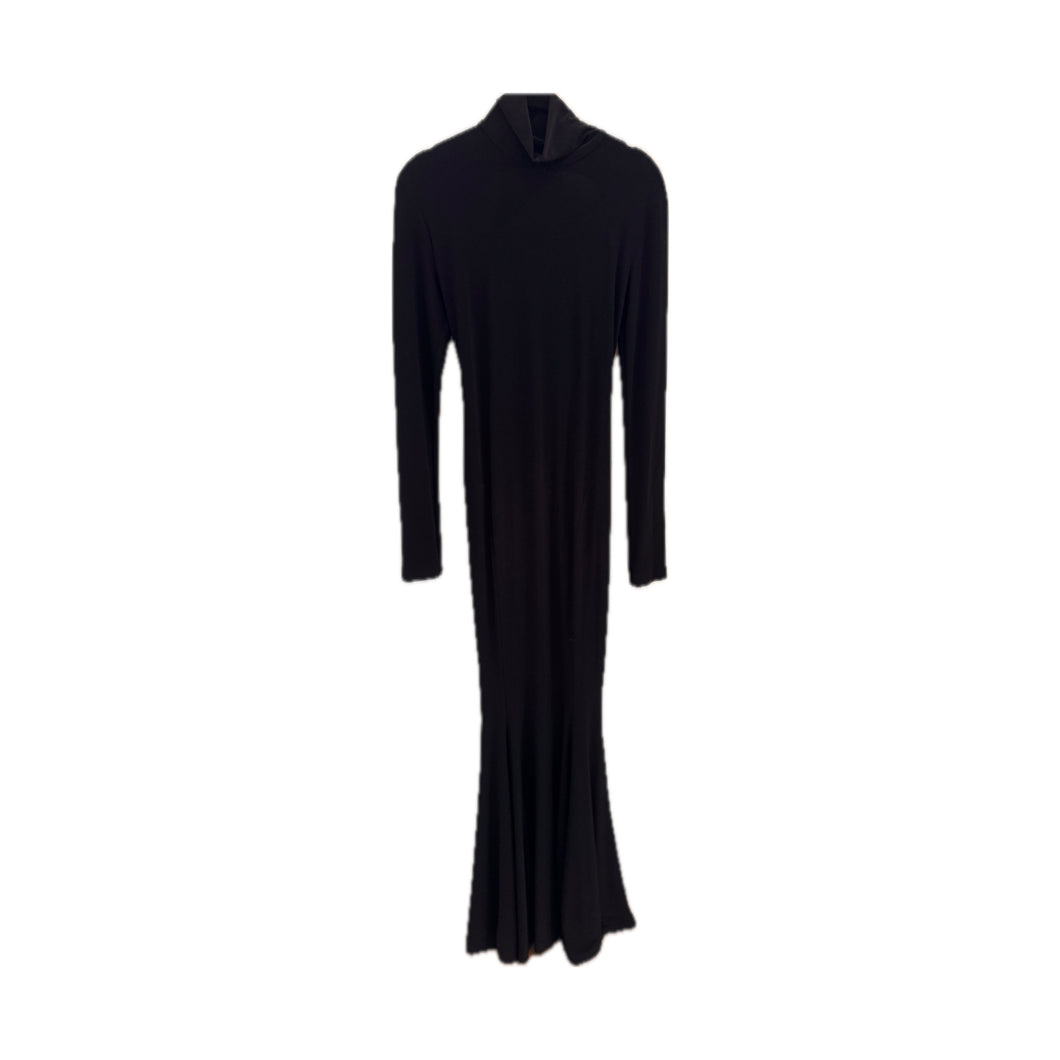 Norma Kamali Black Long Sleeve Turtle x Mermaid Fishtail Gown