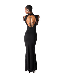 Vintage Couture Claude Montana Black Sleeveless Maxi Dress - Size 40