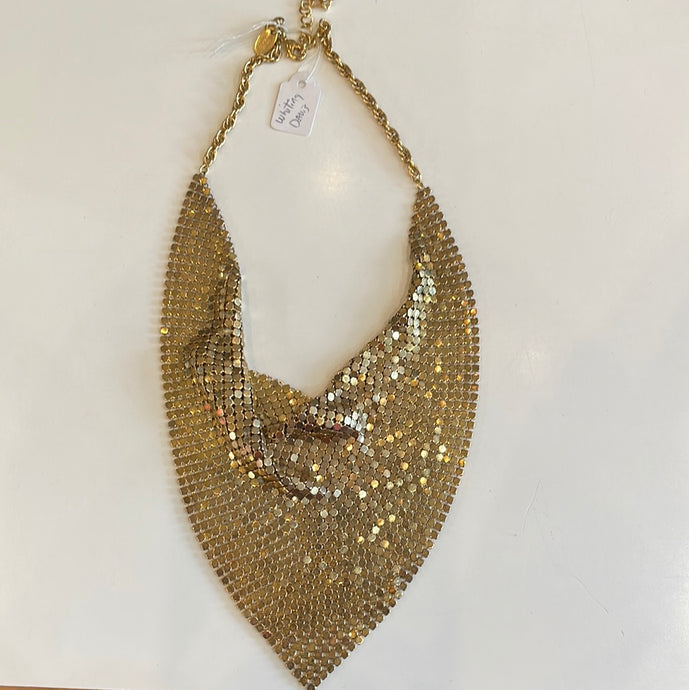 Whiting & Davis gold metal mesh necklace