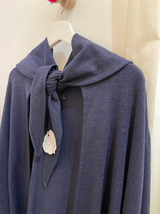 Blue wool cape with hood