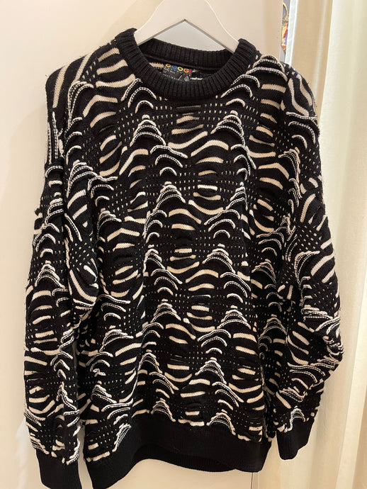 Coogi black and white textured sweater