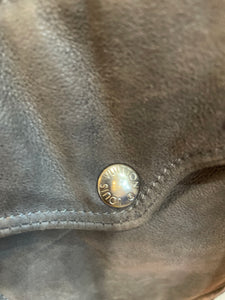 ￼ Louis Vuitton, gray shearling jacket