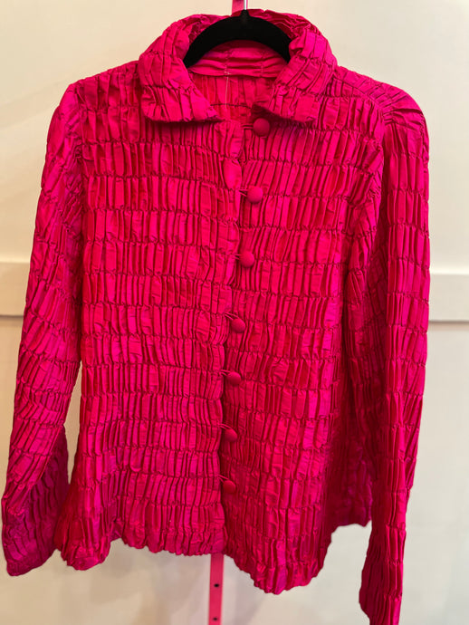 Pink ruched silk jacket