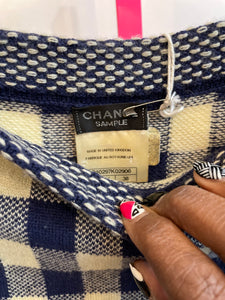 Chanel blue check cashmere sweater