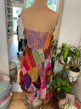Load image into Gallery viewer, Strapless Silk Orange and Purple Silk Romper