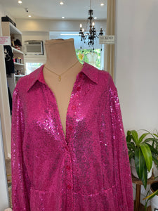 Eloquii magenta sequin jumpsuit