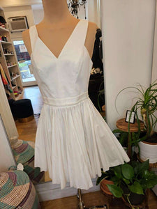 White Pleated Fit and Flare Dress