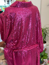 Load image into Gallery viewer, Eloquii magenta sequin jumpsuit
