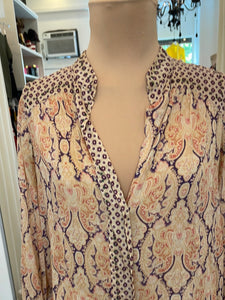 Louis Vuitton Beige V-neck paisley blouse