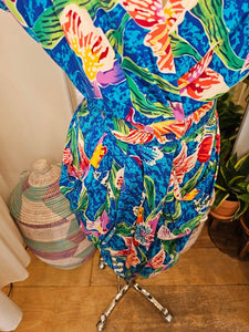 Vintage Lauren Alexander Blue Silk Floral Dress