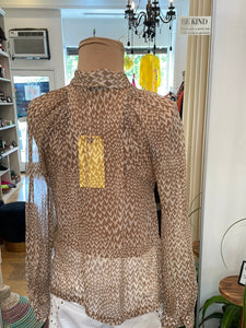 Louis Vuitton Brown & White Sheer Blouse