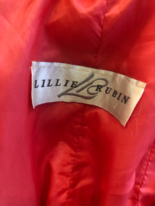 1980's Lillie Rubin Ruched Coral Dress