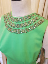 Load image into Gallery viewer, Green beaded shift dress