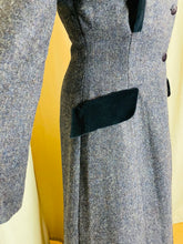Load image into Gallery viewer, 1950&#39;s Blue Wool and Velvet Overcoat