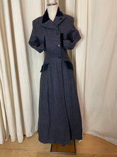 Load image into Gallery viewer, 1950&#39;s Blue Wool and Velvet Overcoat