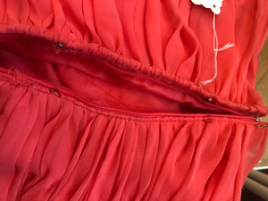 1980's Lillie Rubin Ruched Coral Dress