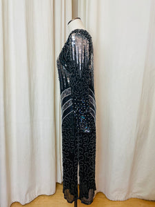 Carina Black and Sliver Sequin Silk Dress