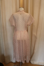 Load image into Gallery viewer, Vintage Sheer Baby Pink Fit &amp; Flare Dress W/ Velvet Dots