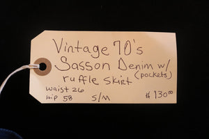 Vintage 70s Sasson Denim Ruffle Skrit