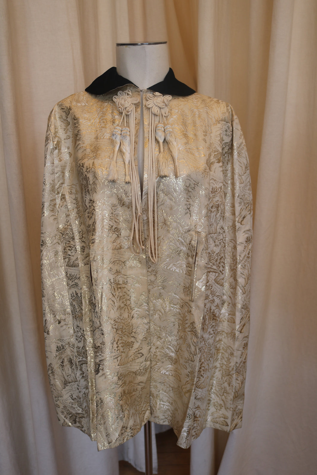 Vintage Superior Gold and Beige Brocade Cape