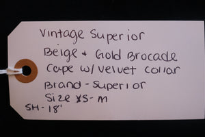Vintage Superior Gold and Beige Brocade Cape