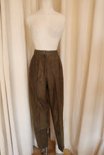Load image into Gallery viewer, Olive green leather embossed pants