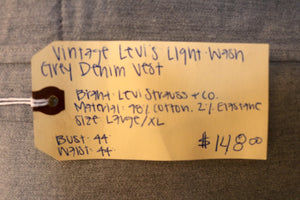 Vintage Levis Light Wash Grey Denim Vest