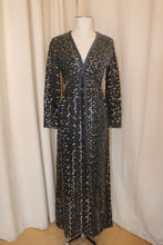 Load image into Gallery viewer, Vintage 70s Fred Perlberg Black Empire Waist Maxi Dress