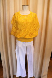 Dressy Tessy Yellow Double Lace Top