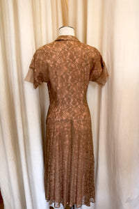Vintage Tan Lace House Style Dress