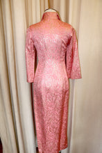 Load image into Gallery viewer, Vintage Pink + Metallic Gold Floral Cheongsam Dress