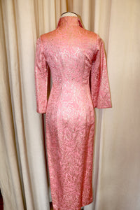 Vintage Pink + Metallic Gold Floral Cheongsam Dress