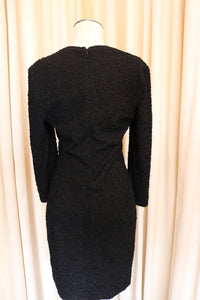 Vintage Patrick Kelly 80s Black and Textured Stretch Body-con midi Dress