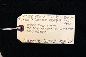 Vintage Patrick Kelly 80s Black and Textured Stretch Body-con midi Dress