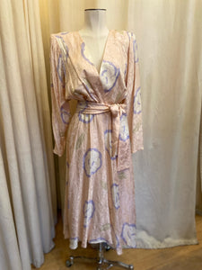 1980's Argenti Pastel Pink Silk Floral Midi Dress