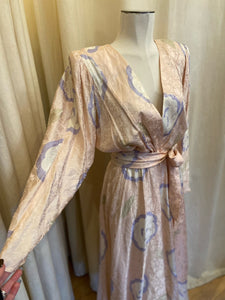 1980's Argenti Pastel Pink Silk Floral Midi Dress