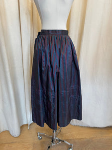 Puffed Sleeve Striped Pleated Skirt Set