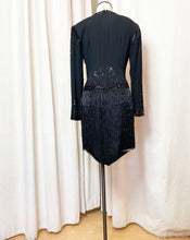 Load image into Gallery viewer, Lillie Rubin Black Fringe Beaded Tassel Dress