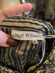 Lloyd Williams Ruffle Neck Gold Stripe Blouse