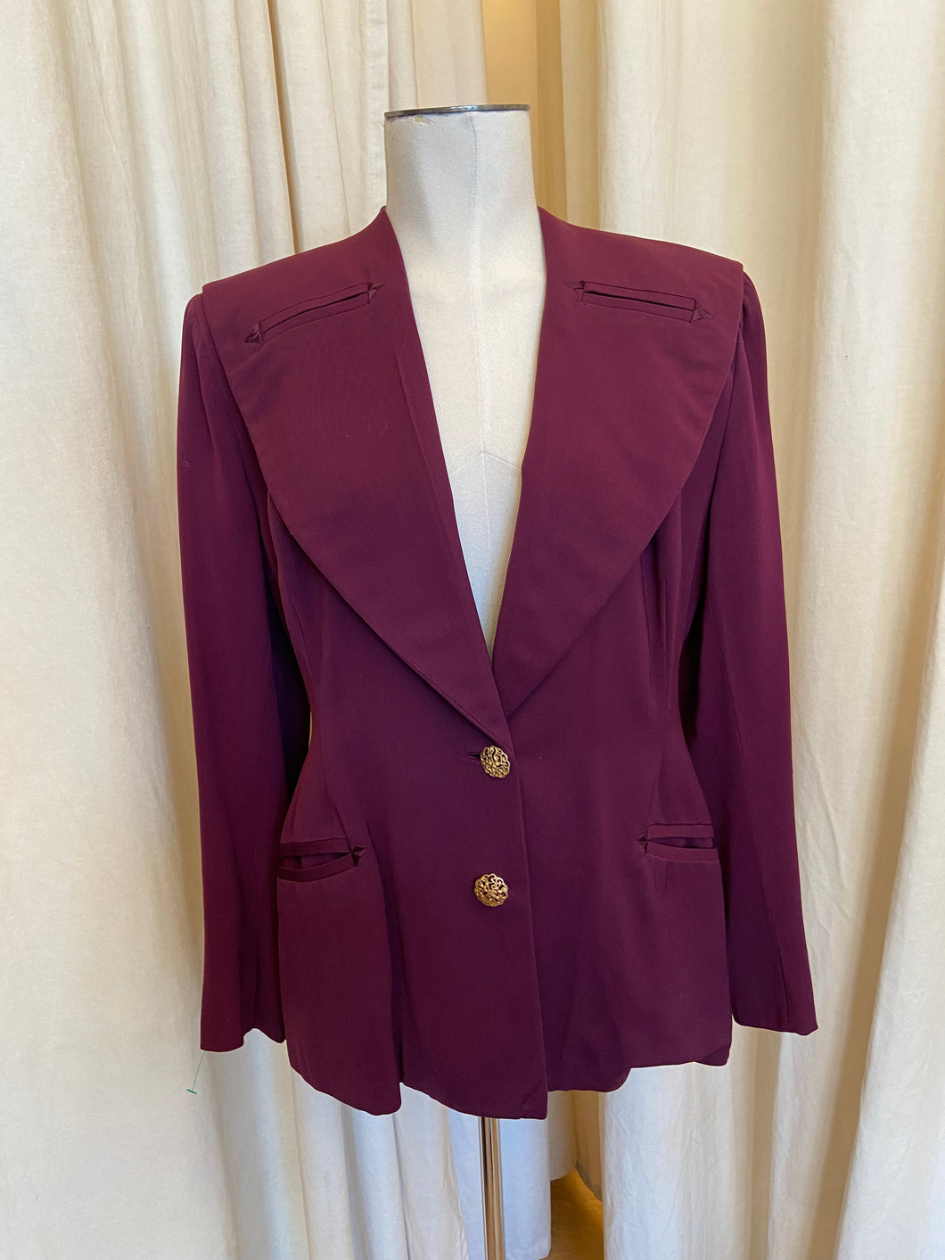 1940s Maroon Blazer with New Gold Buttons
