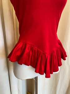1990's Norma Kamali Red Strapless Blouse