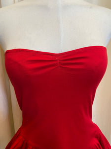 1990's Norma Kamali Red Strapless Blouse