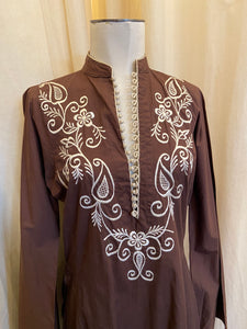 Vintage Embroidered Tunic Dress with Bell Sleeves