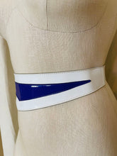 Load image into Gallery viewer, Thierry Mugler Purple and White Asymmetrical Buckle Belt