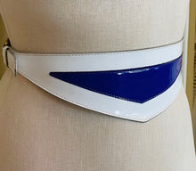Load image into Gallery viewer, Thierry Mugler Purple and White Asymmetrical Buckle Belt