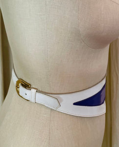 Thierry Mugler Purple and White Asymmetrical Buckle Belt