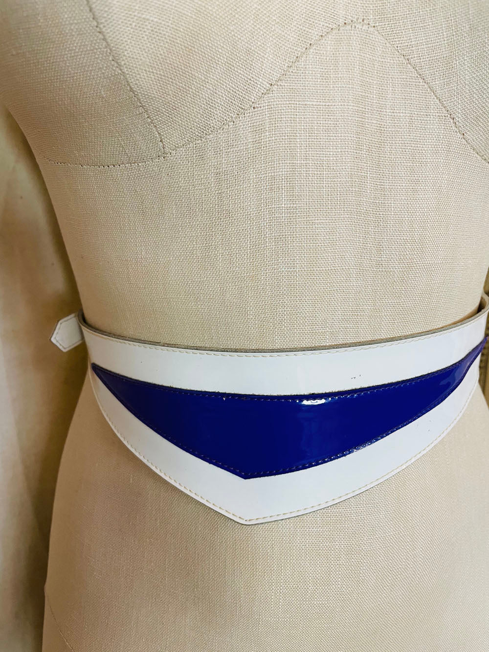 Thierry Mugler Purple and White Asymmetrical Buckle Belt