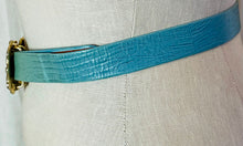 Load image into Gallery viewer, 1980&#39;s Gold and Turquoise Adjustable Clip belt